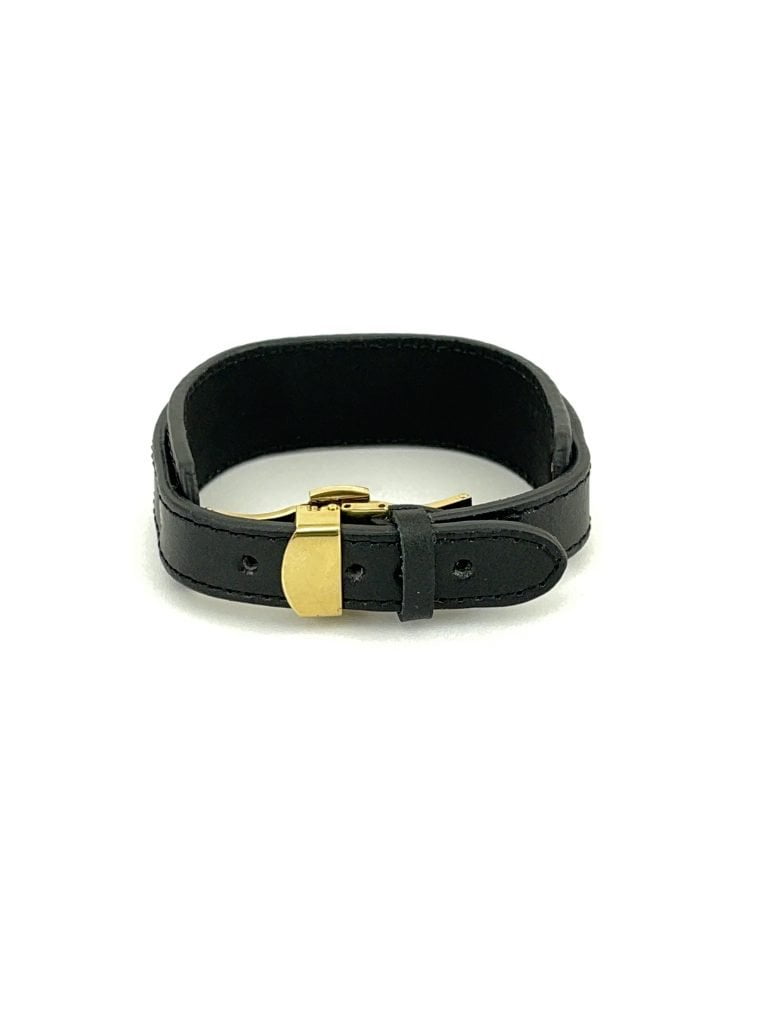 leather black bracelet with My Wish text from back side