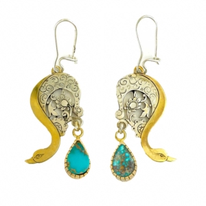 Persian Swan Engraving Earrings