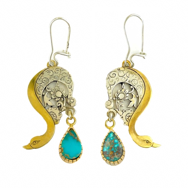 Persian Swan Engraving Earrings