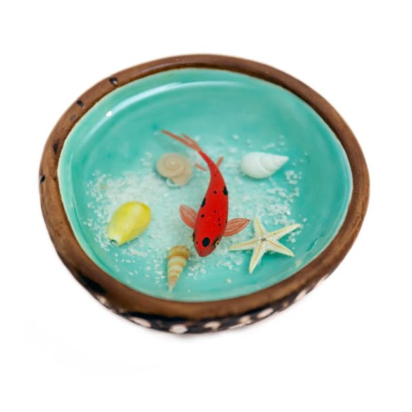 3d Goldfish Small Pottery Bowl