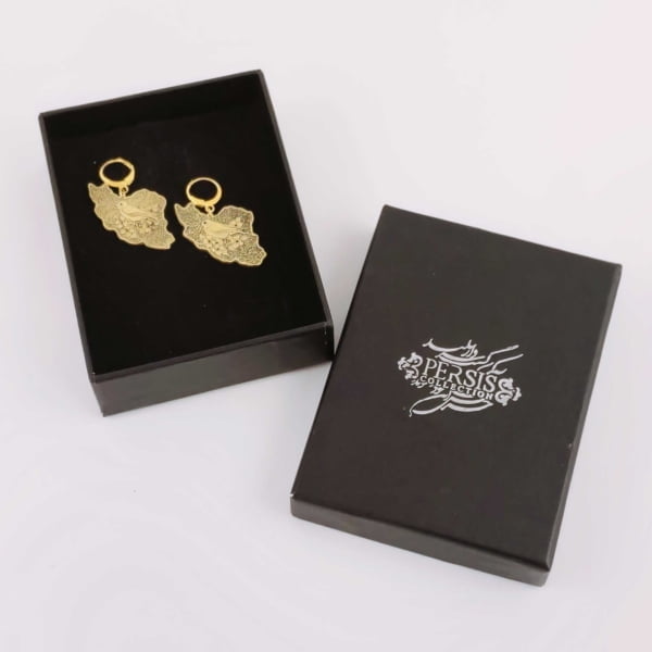 Iran Map Brass Earrings