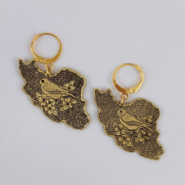 Iran Map Brass Earrings