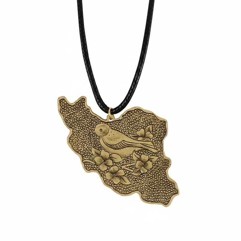Iran Map Ghalamzani Brass Necklace