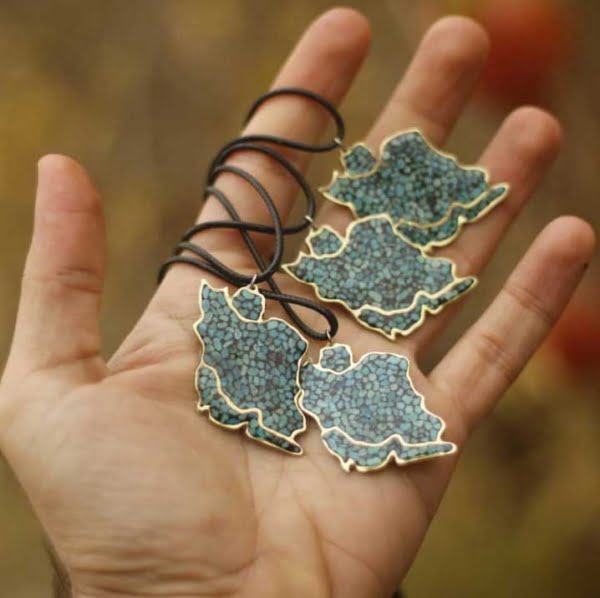 Iran Map Turquoise Necklace