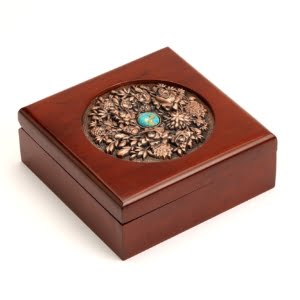 Floral copper large jewelry box-Persis collection