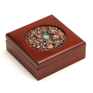 Floral Copper Large Jewelry Box 17 x 17cm