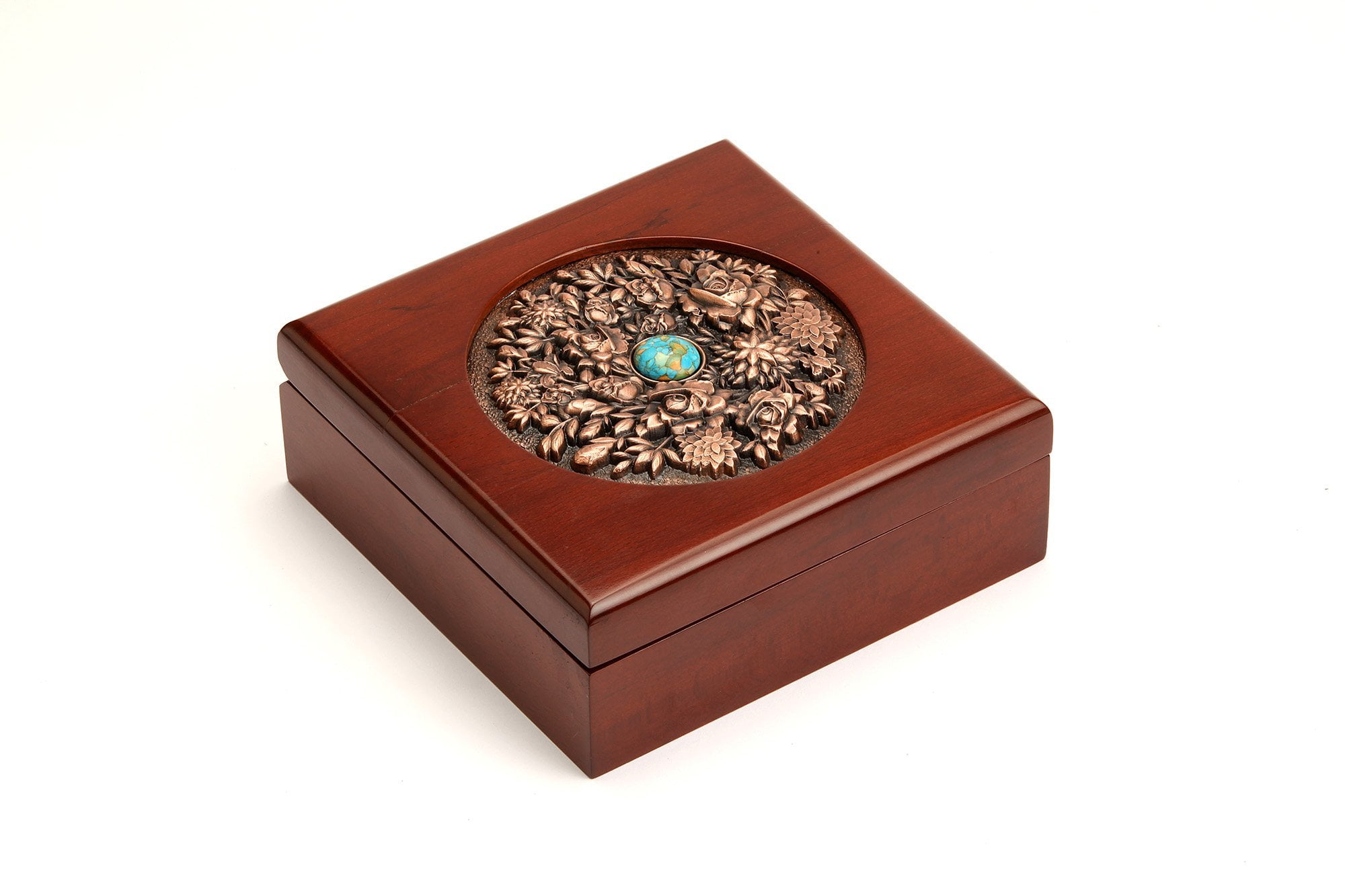 Floral Copper Large Jewelry Box 17 x 17cm