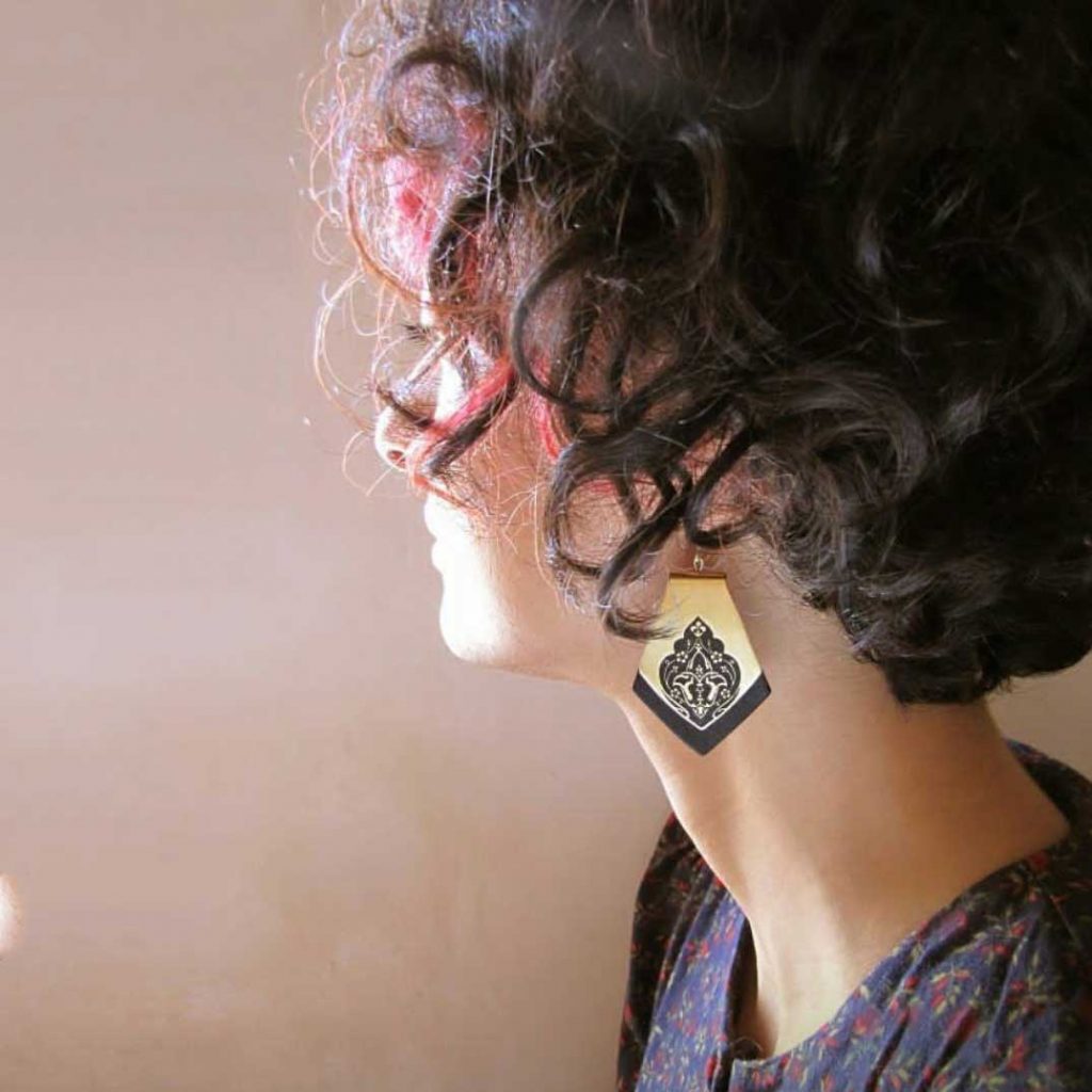 Leather Triangle Necklace & Earrings Set