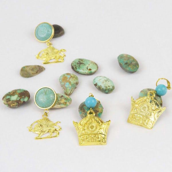Lion and Sun Earrings-Crown earrings
