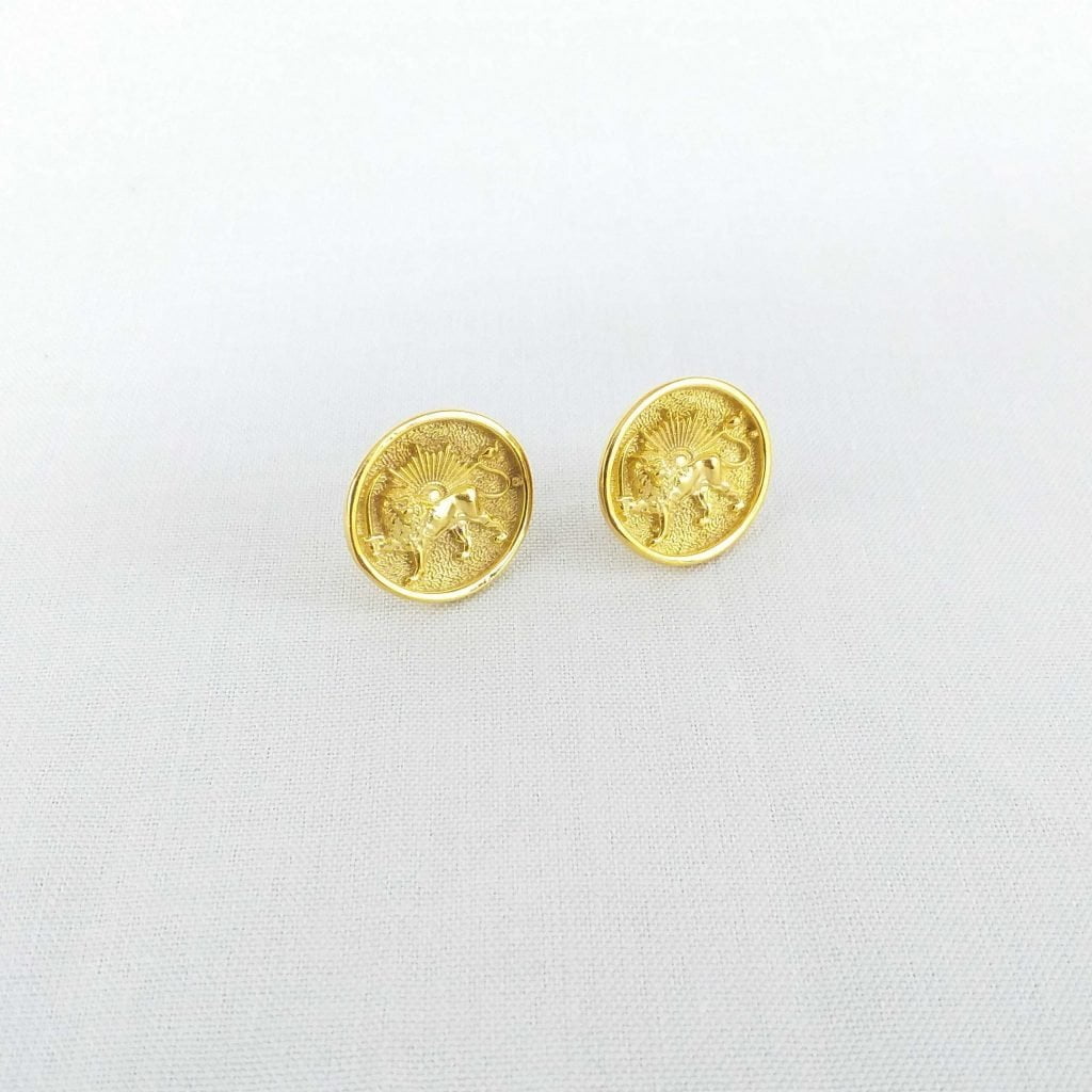 Golden Lion and Sun Cufflinks شیر و خورشید