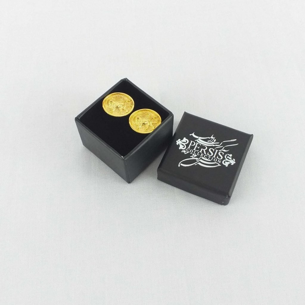 Golden Lion and Sun Cufflinks Inside the box