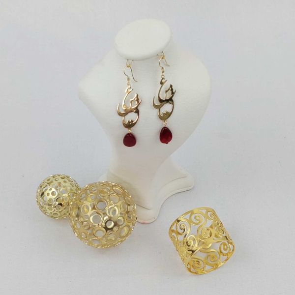 Love Calligraphy Ruby Earrings