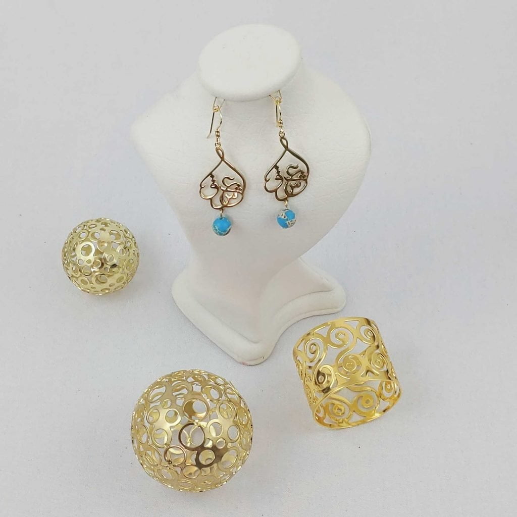 Love Calligraphy Turquoise Earrings