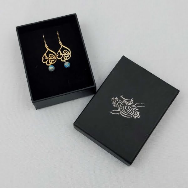 Love Calligraphy Turquoise Earrings