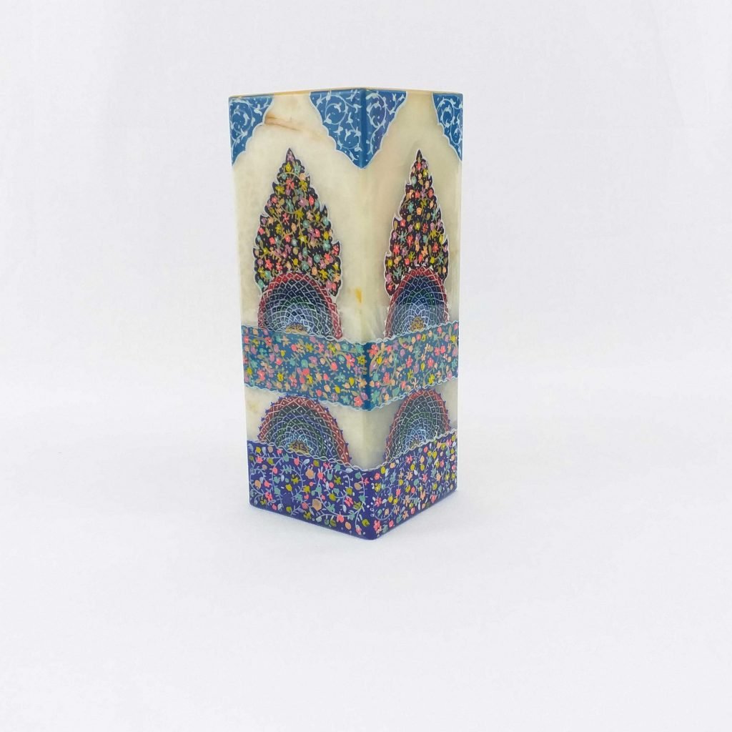 perfect for minimalist floral displays or gifting Tazhib on Marble Vase