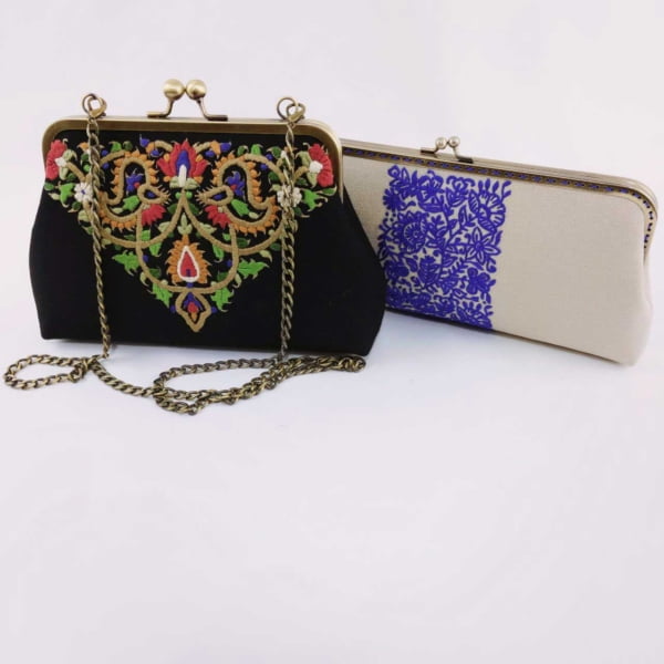 Needlework Canvas Clutch, White