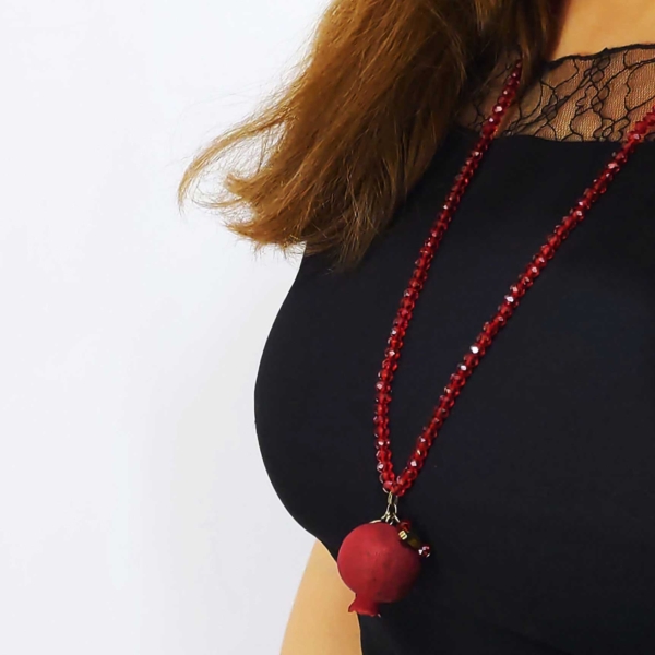 Natural Persian Pomegranate Necklace and Earrings Set