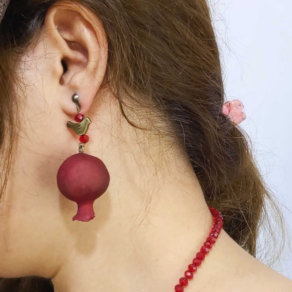 Natural Persian Pomegranate Necklace and Earrings Set