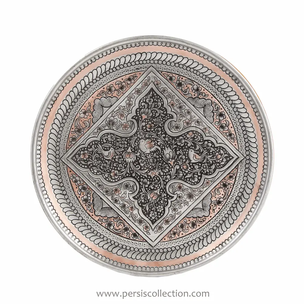 Night Bird Ghalam Zani Plate 30cm