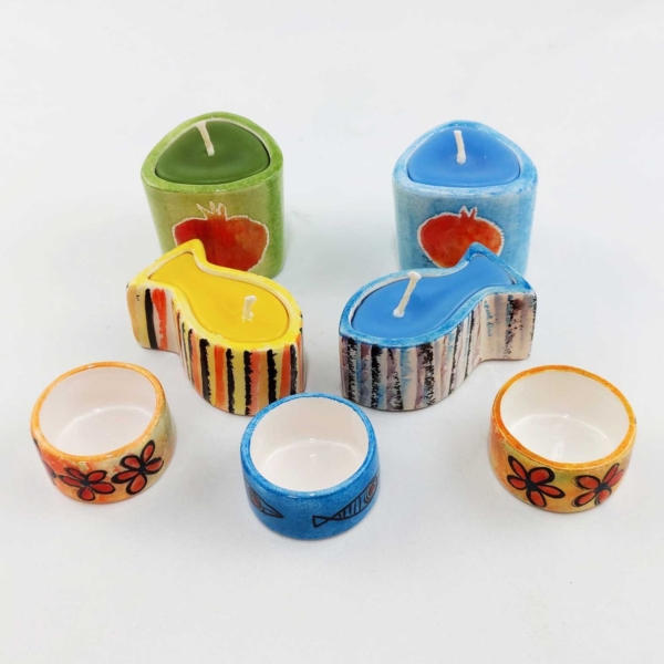 Nowruz Candles with Ceramic Candle Holder