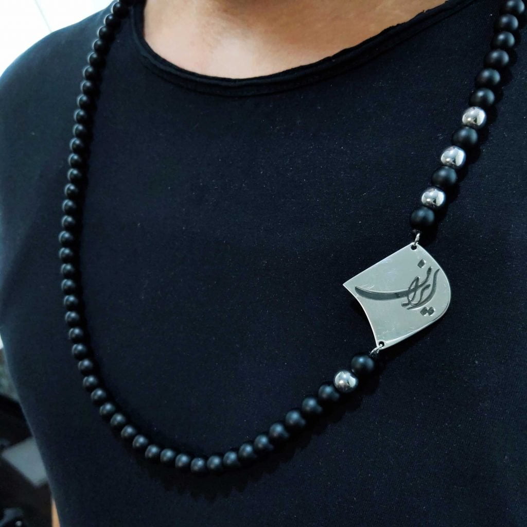 ONYX IRAN NECKLACE, SILVER