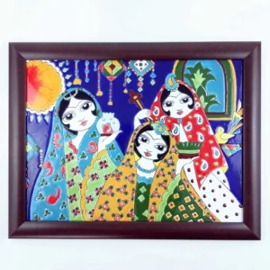 Persian Girls Clay Tile Frame 40 x 30cm