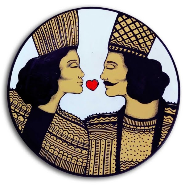 Persian Kiss Plate, 30cm Hand Painted Decorative Plate