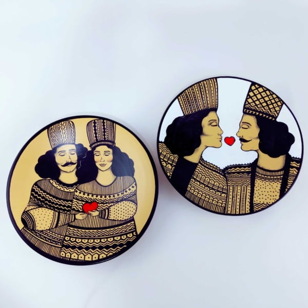 Persian Kiss Plate, 30cm Hand Painted Decorative Plate