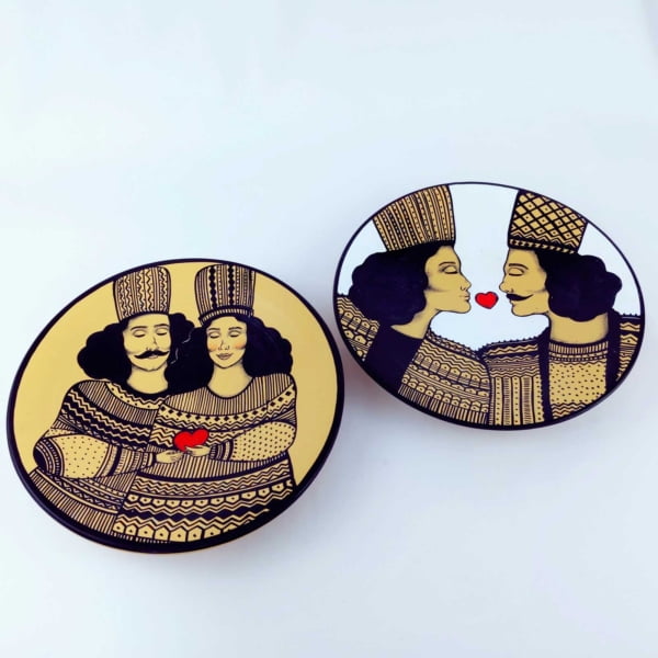 Persian Kiss Plate, 30cm Hand Painted Decorative Plate