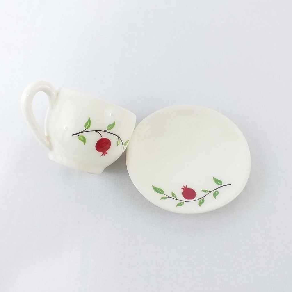 Pomegranate Ceramic Cup Set from high angle view