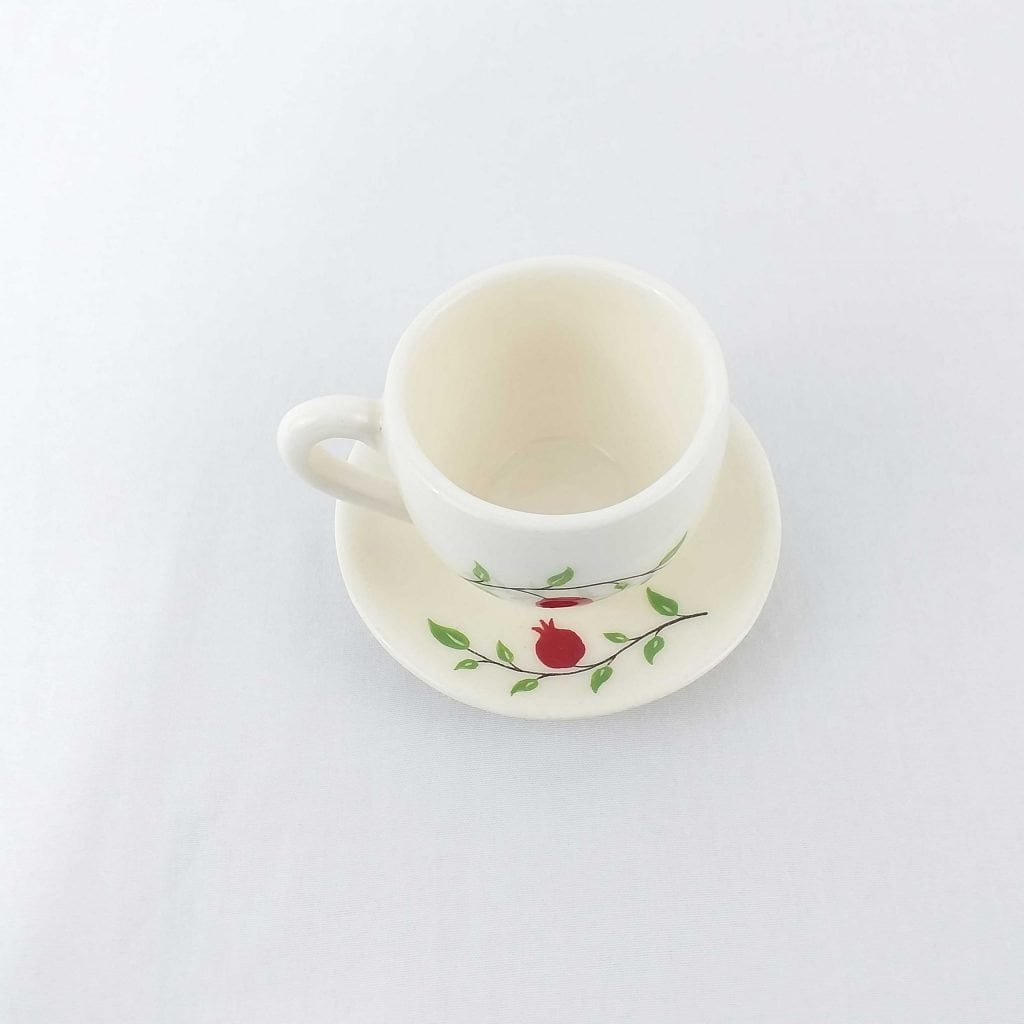 POMEGRANATE CERAMIC TEA CUP from up side view