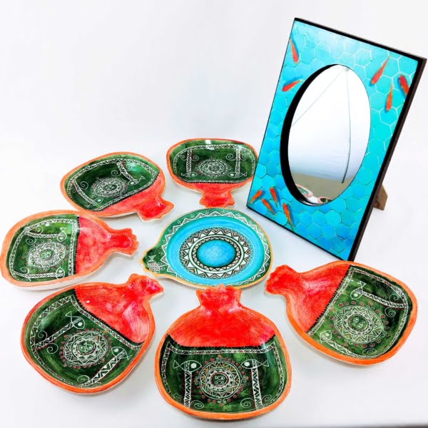 Red and Green Pomegranate Haft Seen Set