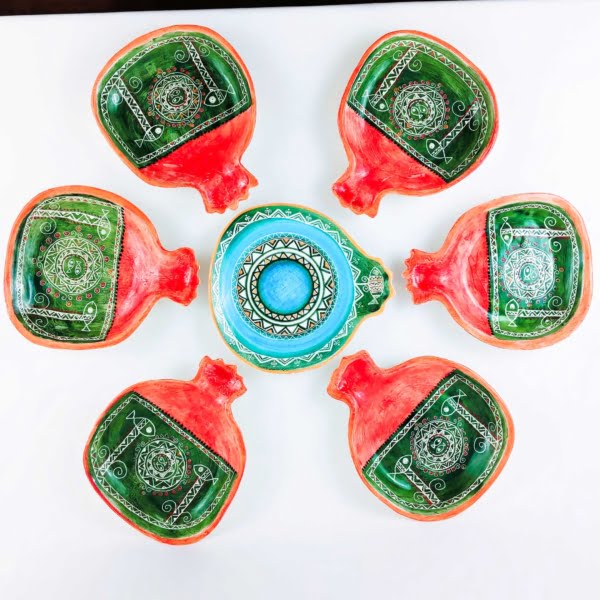 Red and Green Pomegranate Haft Seen Set