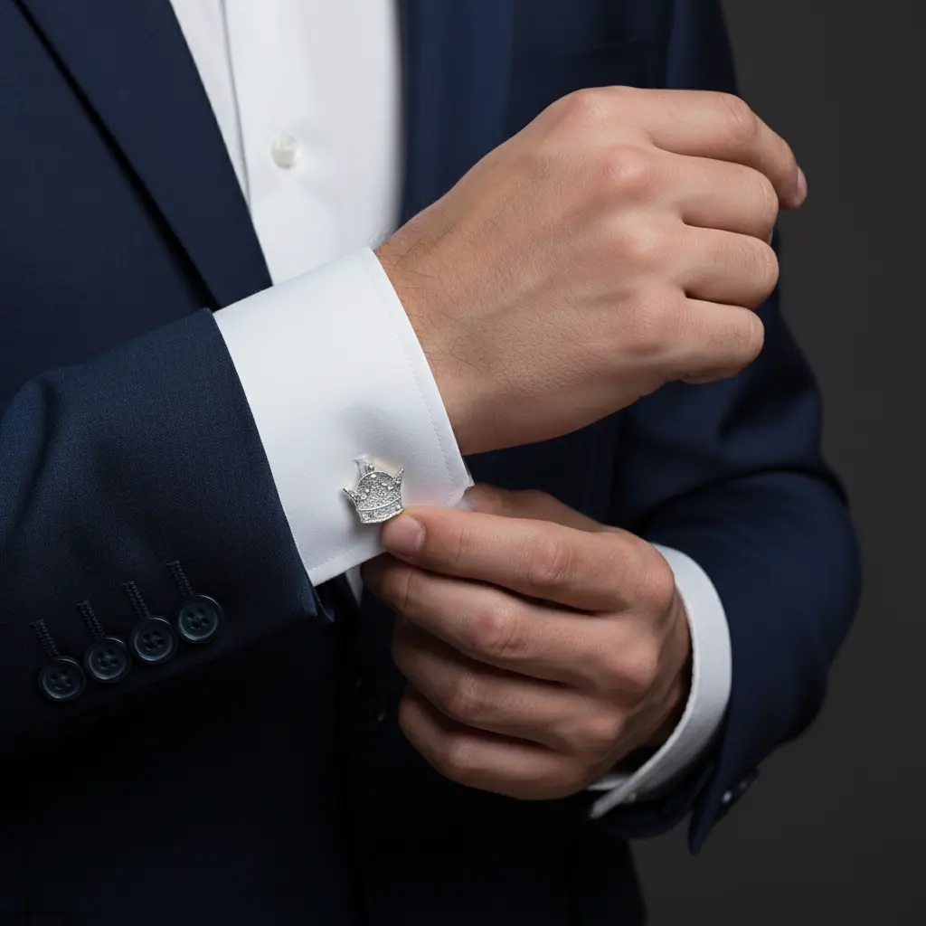 Persian Crown Cufflinks, 925 Silver