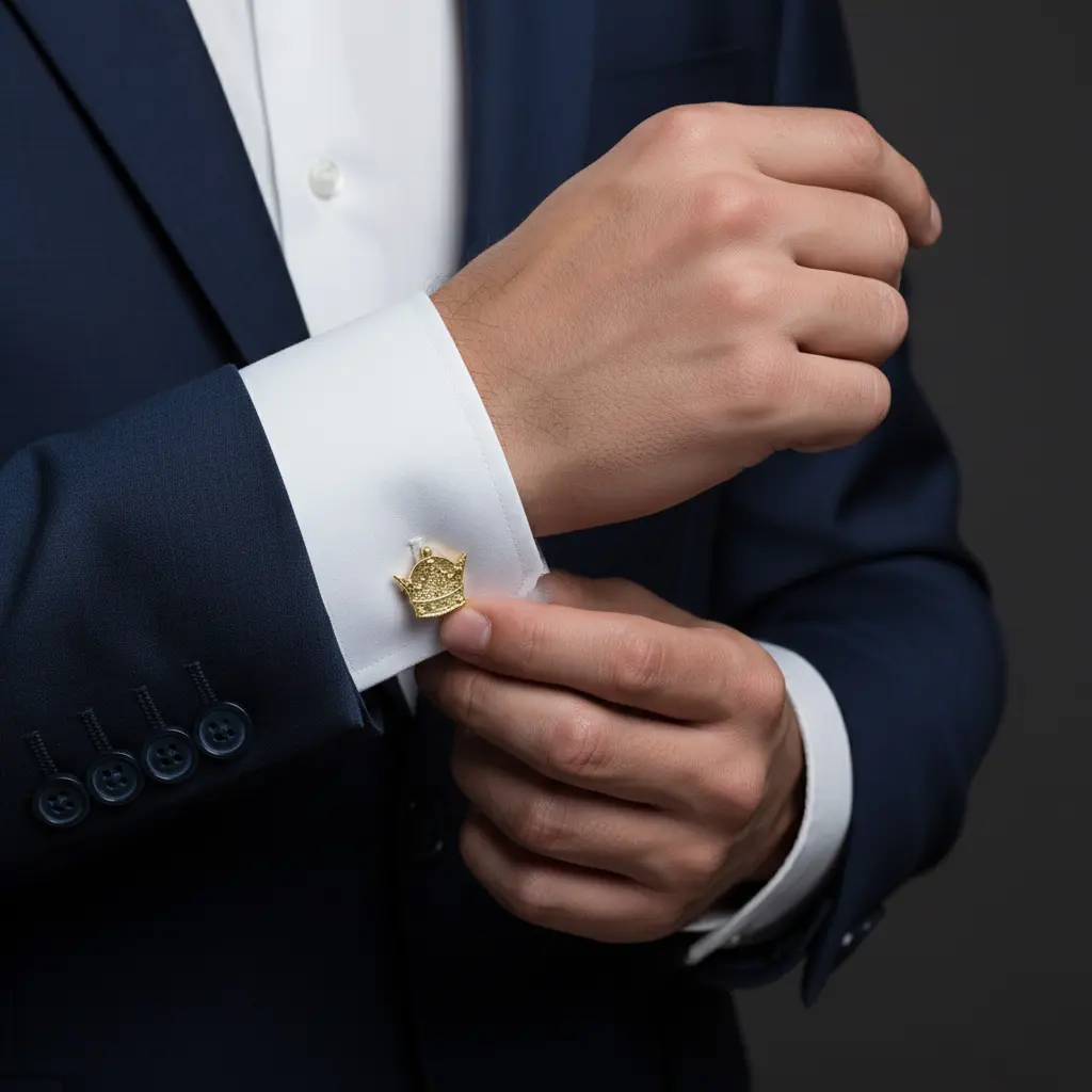 Persian Crown Cufflinks, Gold Plated 925 Silver