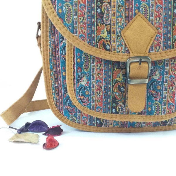Blue Persian Termeh buckle bag