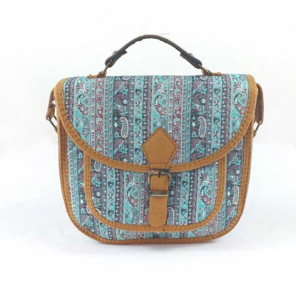 Azure Persian Termeh buckle bag