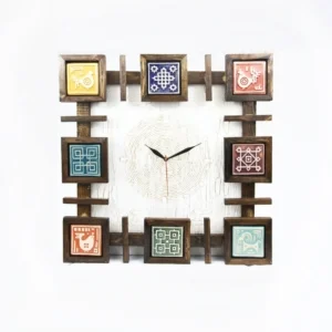 White Brass Plate Handmade Tile Clock