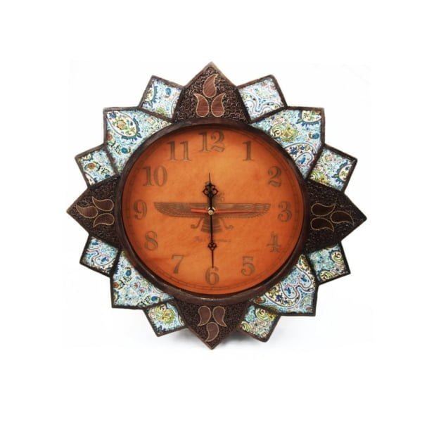 Termeh & Leather Wall Clock