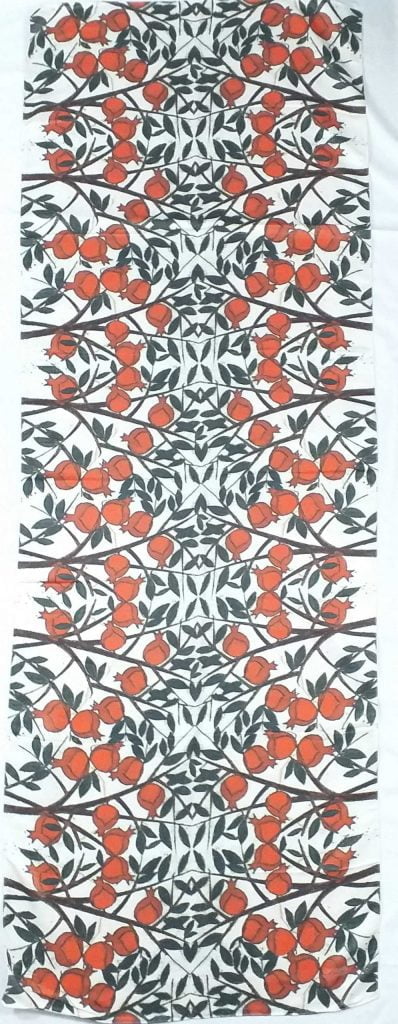 red and white Pomegranate Garden Scarf for women