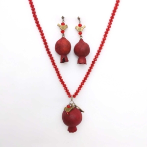 Natural Persian Pomegranate Necklace and Earrings Set