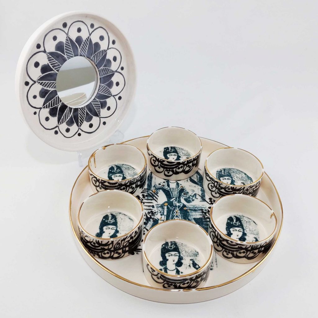 QAJAR GIRL HAFT SEEN SET WITH TRAY