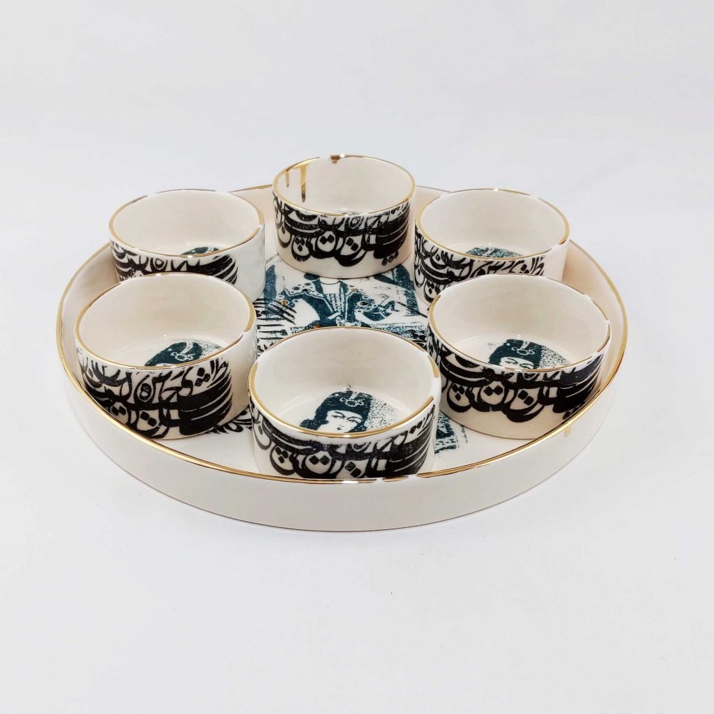 QAJAR GIRL HAFT SEEN SET WITH TRAY