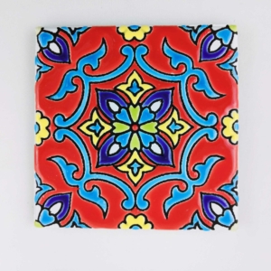 RED FLORAL CLAY TILE