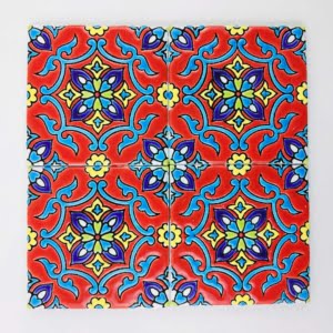 RED FLORAL CLAY TILE