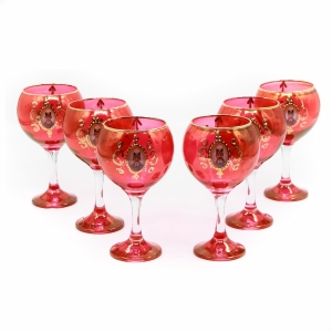 RED SHAH ABBAS WINE GLASSES SET OF 6