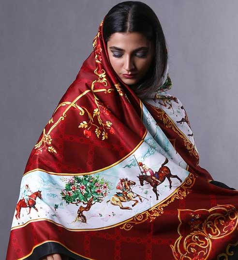 Red Chovgan Silk Scarf