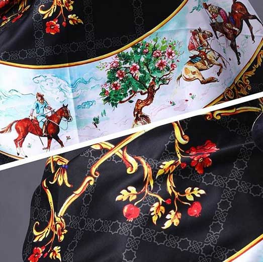 Black Chovgan Silk Scarf