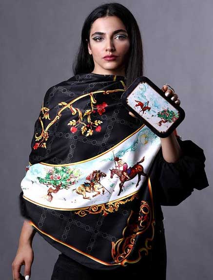 Black Chovgan Silk Scarf
