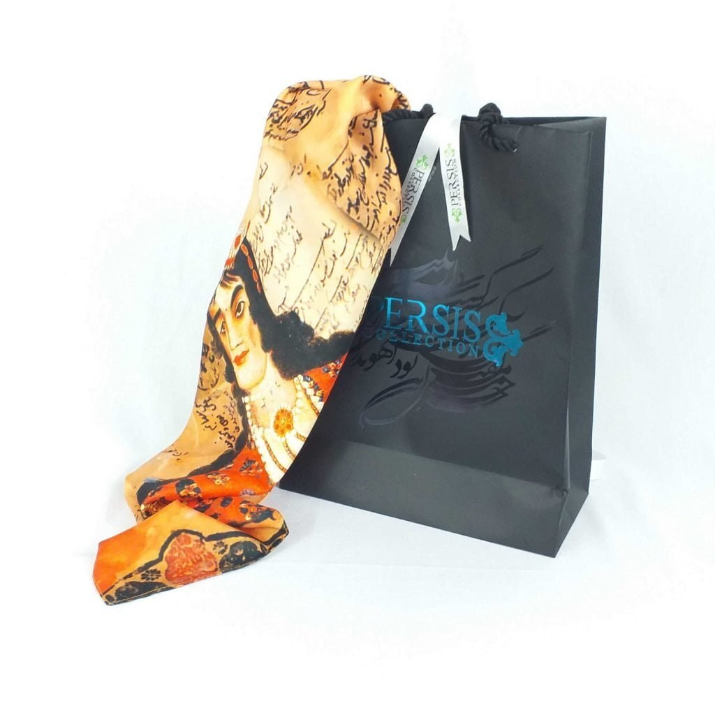 Scarf with Qajar Design and Calligraphy Inside the box